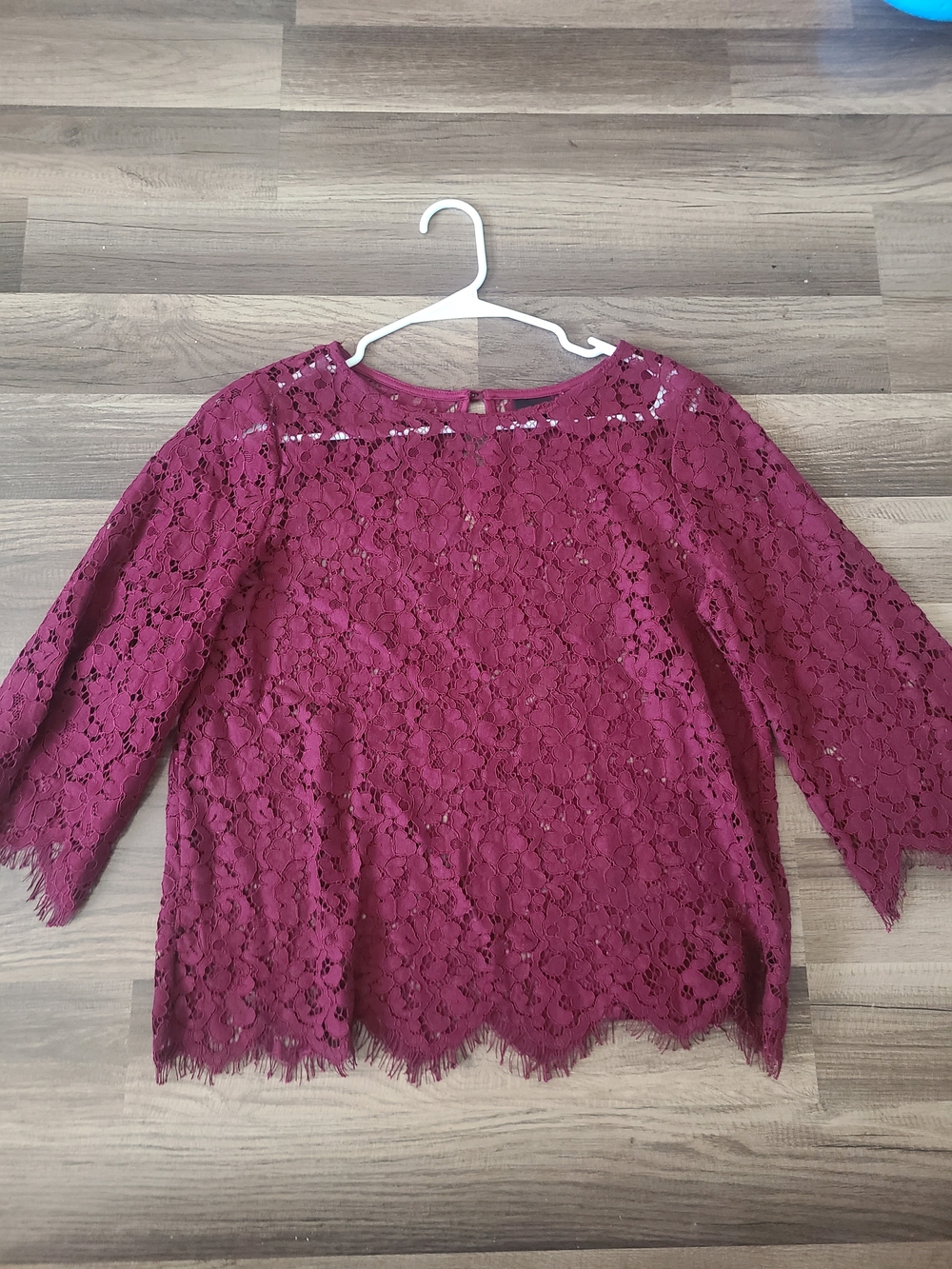 Rafaella Burgundy Floral Lace Blouse